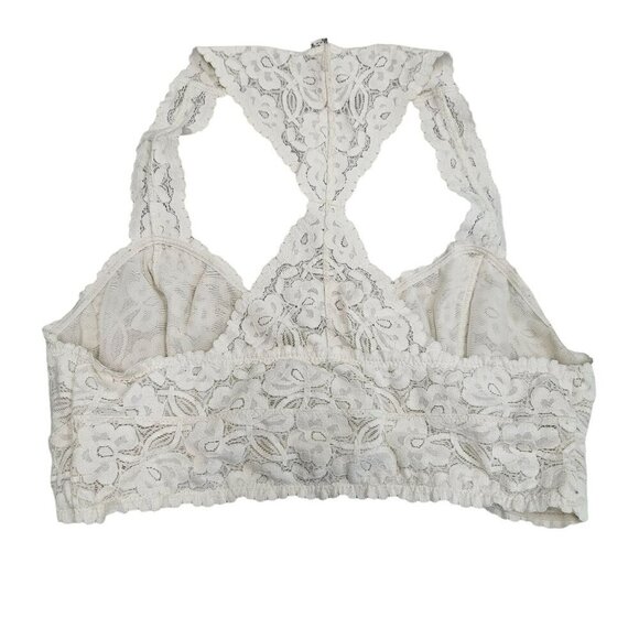 Free People Intimately Lace Bralette V-Neck Racerback Ivory Off White Size M - Picture 8 of 11